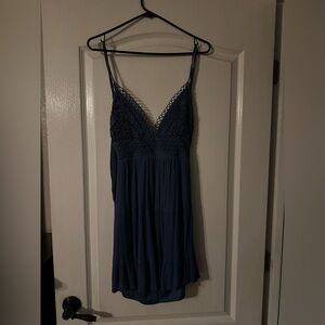 Blue Lace Trim Dress